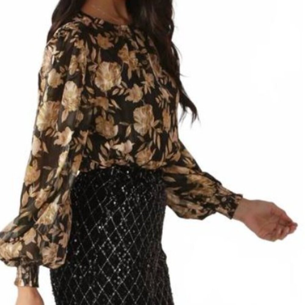 NEW Gold Floral blouse - Picture 2 of 4